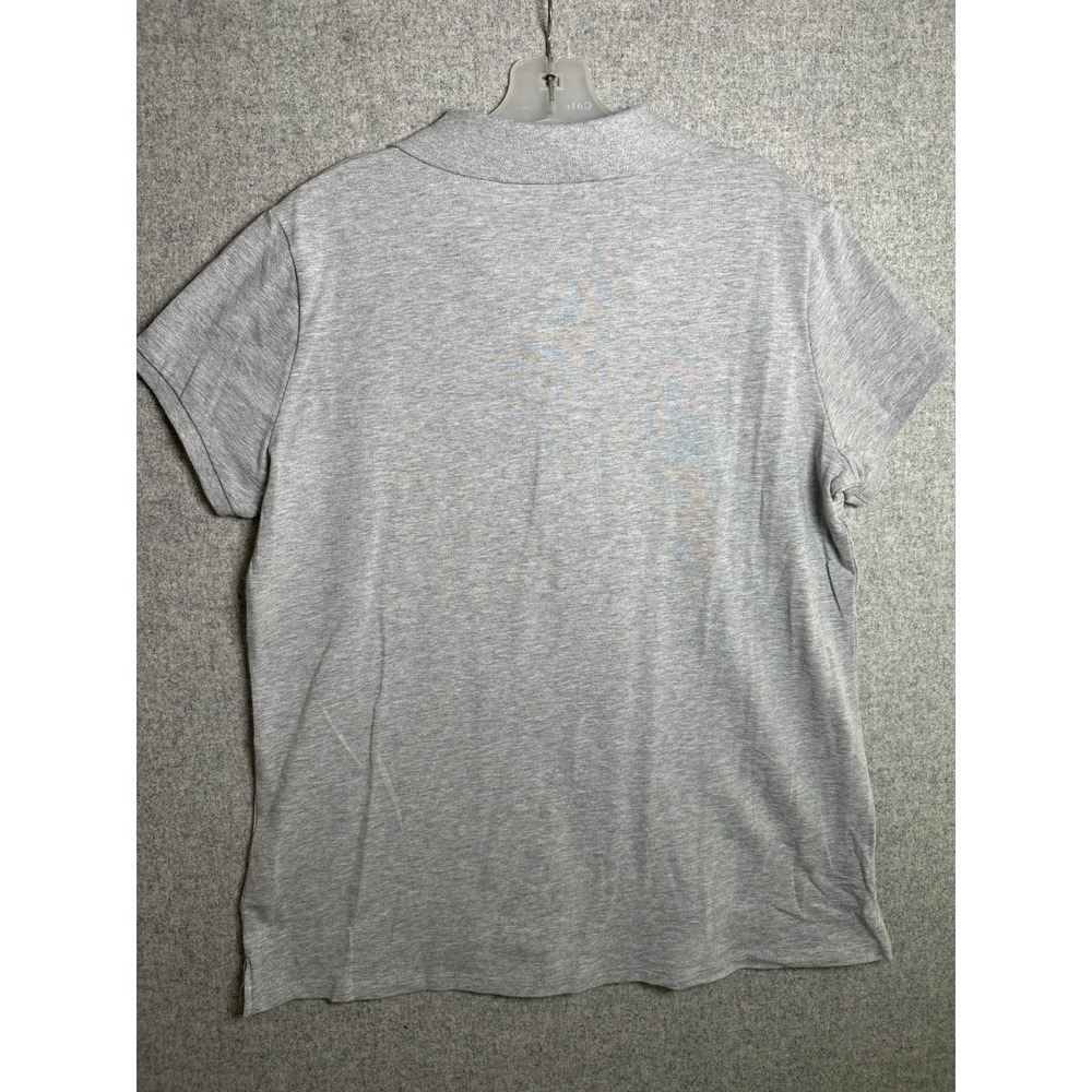 New Faded Glory XXL Womens Polo Shirt Short Sleeve Collared Stretch Heather Gray - Picture 8 of 8